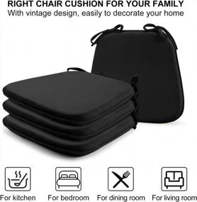 img 3 attached to Upgrade Your Seating With LOVTEX 4-Pack Dining Chair Cushions - Black, 17"X15"X1.5" With Ties!