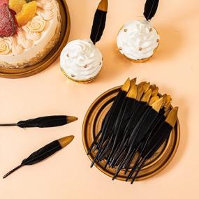 img 1 attached to Shine With Piokio'S 30 Pcs Metallic Gold Dipped Black Feathers: Perfect For Cupcake Decorations, DIY Art, And Dreamcatchers