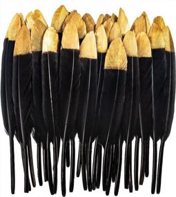 img 4 attached to Shine With Piokio'S 30 Pcs Metallic Gold Dipped Black Feathers: Perfect For Cupcake Decorations, DIY Art, And Dreamcatchers