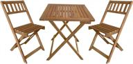 3-piece acacia wood folding patio bistro set outdoor table & chairs for pool beach backyard balcony porch deck garden wooden furniture, natural logo