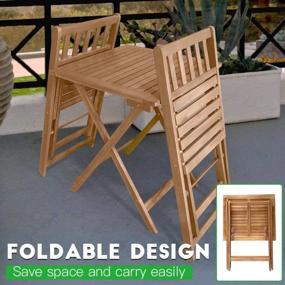 img 2 attached to 3-Piece Acacia Wood Folding Patio Bistro Set Outdoor Table & Chairs For Pool Beach Backyard Balcony Porch Deck Garden Wooden Furniture, Natural