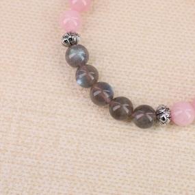 img 2 attached to Natural Stone Bracelet For Women: Pink Rose Quartz And Labradorite Gemstones