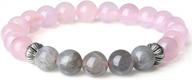 natural stone bracelet for women: pink rose quartz and labradorite gemstones logo