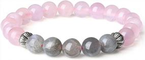img 4 attached to Natural Stone Bracelet For Women: Pink Rose Quartz And Labradorite Gemstones