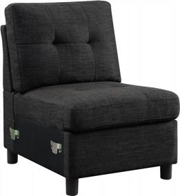 img 2 attached to Темно-серый модульный 4-местный секционный диван с тахтой и мягким диваном из льняной ткани для небольших помещений