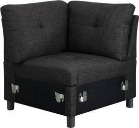 img 1 attached to Темно-серый модульный 4-местный секционный диван с тахтой и мягким диваном из льняной ткани для небольших помещений