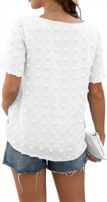img 1 attached to Женская шифоновая блузка: рубашка с короткими рукавами и помпонами от DUTUT