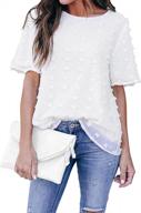 women's chiffon blouse: short sleeve pom pom shirt top by dutut logo