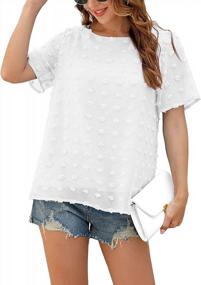 img 3 attached to Женская шифоновая блузка: рубашка с короткими рукавами и помпонами от DUTUT