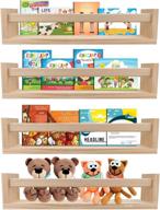 birola set of 4 wood floating nursery shelves for wall - ideal wall bookshelves for kids, bathroom decor, kitchen spice rack логотип