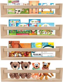 img 4 attached to BIROLA Set of 4 Wood Floating Nursery Shelves for Wall - Ideal Wall Bookshelves for Kids, Bathroom Decor, Kitchen Spice Rack