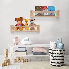 img 2 attached to BIROLA Set of 4 Wood Floating Nursery Shelves for Wall - Ideal Wall Bookshelves for Kids, Bathroom Decor, Kitchen Spice Rack