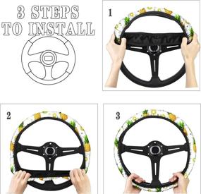 img 1 attached to 🐶 Buybai Breathable Steering Wheel Cover: Anti-Slip, Odorless, Warm in Winter, Cool in Summer – Universal 15 Inches with Flower Dog Bichon Frise Pattern