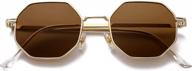 retro octagon metal sun glasses: poraday square sunglasses for women & men vintage polygon shades logo
