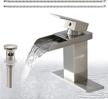 modern brushed nickel waterfall bathroom faucet with single handle, pop up drain, and deck plate - commercial single hole lavatory basin mixer tap from homevacious logo