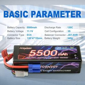 img 3 attached to 2 Packs 11.1V 5500MAh 120C (Burst) FCONEGY 3S Lipo Battery Hardcase With EC5 Connector For RC Car Truck Truggy Boat