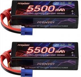 img 4 attached to 2 Packs 11.1V 5500MAh 120C (Burst) FCONEGY 3S Lipo Battery Hardcase With EC5 Connector For RC Car Truck Truggy Boat