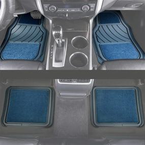 img 1 attached to 🚗 Universal Fit Rubber and Carpet Car Floor Mats for Cars, SUVs, Trucks, Vans - Set of 4 (Blue) by August Auto