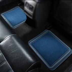 img 2 attached to 🚗 Universal Fit Rubber and Carpet Car Floor Mats for Cars, SUVs, Trucks, Vans - Set of 4 (Blue) by August Auto