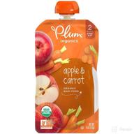 🍏 plum organics baby food pouch - stage 2 apple & carrot - 3.5 ounce 12 pack - fresh organic squeeze for babies, kids, toddlers logo
