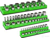 🔧 ares 60037 - 3-piece magnetic socket organizers set - green - includes 1/4, 3/8, 1/2 socket holders - holds 68 standard (shallow) and deep sockets - also offered in red логотип