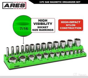 img 1 attached to 🔧 ARES 60037 - 3-Piece Magnetic Socket Organizers Set - GREEN - Includes 1/4, 3/8, 1/2 Socket Holders - Holds 68 Standard (Shallow) and Deep Sockets - Also Offered in RED