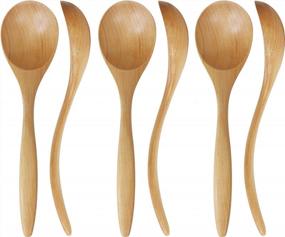 img 4 attached to ADLORYEA Eco-Friendly Handmade Wooden Spoons For Eating - Set Of 6, 7 Inch Natural Wood Spoons For Dinner, Salad, Desserts, Snacks, Cereal, And Fruit