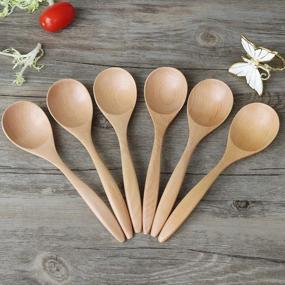 img 3 attached to ADLORYEA Eco-Friendly Handmade Wooden Spoons For Eating - Set Of 6, 7 Inch Natural Wood Spoons For Dinner, Salad, Desserts, Snacks, Cereal, And Fruit