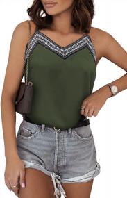 img 4 attached to Women'S V Neck Embroidery Tank Top Loose Sleeveless Shirt Blouse Strappy Casual