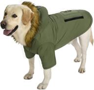 miaododo large dog winter waterproof down jacket hoodie coat - reflective and warm clothes for medium to big dogs - thickly padded with real pocket логотип