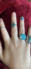 img 5 attached to ELABEST Boho Western Ring Set Turquoise Cactus Arrow Joint Knuckle Finger Rings Sets For Women And Girls
