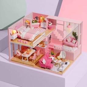 img 3 attached to TuKIIE DIY Miniature Dollhouse Kit With Furniture, 1:24 Scale Creative Room Mini Wooden Doll House Accessories Plus Dust Proof & Music Movement For Kids Teens Adults(Warm Moments)
