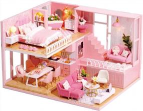 img 4 attached to TuKIIE DIY Miniature Dollhouse Kit With Furniture, 1:24 Scale Creative Room Mini Wooden Doll House Accessories Plus Dust Proof & Music Movement For Kids Teens Adults(Warm Moments)