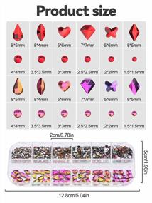 img 3 attached to Valentine'S Day Nail Art Decoration: Kalolary Red Rhinestones, Glass Crystal Gems & Diamonds With Tweezer