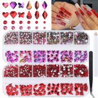 valentine's day nail art decoration: kalolary red rhinestones, glass crystal gems & diamonds with tweezer logo