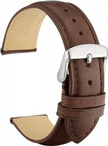 img 4 attached to Leather Watch Band Strap 14Mm-24Mm With Stainless Silver Buckle, WOCCI Vintage Replacement Straps