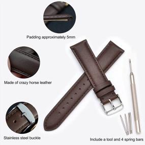 img 1 attached to Leather Watch Band Strap 14Mm-24Mm With Stainless Silver Buckle, WOCCI Vintage Replacement Straps