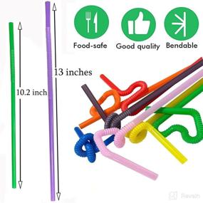 img 3 attached to 🌈 Vibrant Pack of 200 Flexible Plastic Straws - Individually Wrapped, 10.2 Inch Long Disposable Straws in Assorted Colors