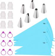 24pcs reusable piping bags & tips set - sturdy silicone pastry bags, 6pcs 3 size (12”+14”+16”) with 6 frosting tips, couplers & ties for cake decorating tools logo