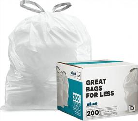 img 4 attached to 200 Count White Drawstring Garbage Liners Compatible W/Simplehuman (X) Code D - 5.2 Gallon / 20 Liter Plasticplace Custom Fit Trash Bags 15.75" X 28