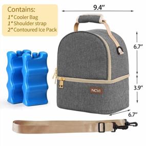 img 1 attached to NCVI Breastmilk Cooler Bag With Ice Pack, Insulated Lunch Bag For Women Men, Baby Bottle Bag Fits 6 Bottles For Nursing Mom Daycare, Double Deck Cooling Bag, Work, School, Picnic (Grey)