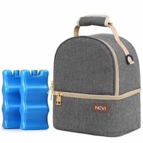 img 4 attached to NCVI Breastmilk Cooler Bag With Ice Pack, Insulated Lunch Bag For Women Men, Baby Bottle Bag Fits 6 Bottles For Nursing Mom Daycare, Double Deck Cooling Bag, Work, School, Picnic (Grey)