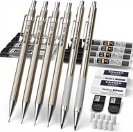 6 pcs nicpro art mechanical pencils set with 4b 2b hb 2h graphite lead refills, 0.3/0.5/0.7/0.9mm artist drafting pencil and 2pcs 2mm lead holder for writing sketching drawing with eraser case. logo