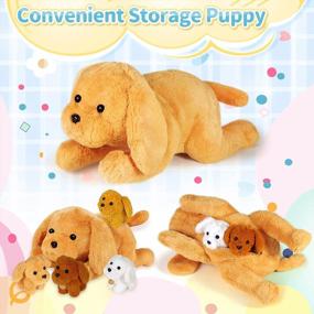 img 3 attached to KMUYSL Puppy Stuffed Animals Toys For Ages 3 4 5 6 7 8+ Years Old Kids - Mommy Dog With 4 Baby Puppies In Her Tummy, Idea Xmas Birthday Gifts For Baby, Toddler, Girls, Boys