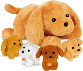 img 4 attached to KMUYSL Puppy Stuffed Animals Toys For Ages 3 4 5 6 7 8+ Years Old Kids - Mommy Dog With 4 Baby Puppies In Her Tummy, Idea Xmas Birthday Gifts For Baby, Toddler, Girls, Boys