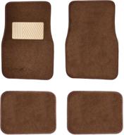 new carpet car floor mats 4 pc set for cars trucks suvs with heel pad -front and rear mats universal classic matching heel pad (brown) logo