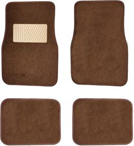 img 1 attached to New Carpet Car Floor Mats 4 Pc Set For Cars Trucks SUVS With Heel Pad -Front And Rear Mats Universal Classic Matching Heel Pad (Brown)