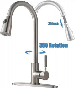 img 3 attached to Friho Single Handle Stainless Steel Pull Down Sprayer Kitchen Faucet With Brushed Nickel Finish, 1 Hole Deck Plate And Swivel Spout For Sink.