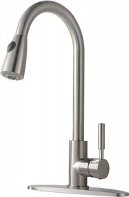img 4 attached to Friho Single Handle Stainless Steel Pull Down Sprayer Kitchen Faucet With Brushed Nickel Finish, 1 Hole Deck Plate And Swivel Spout For Sink.