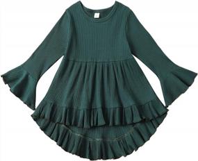 img 4 attached to Adorable Long Sleeve Flare Sundress For Toddler Girls - Perfect For Parties And Playtime!